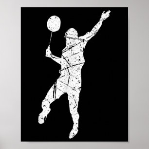 Distressed Sport Badminton Player Sporty Family Ma Poster