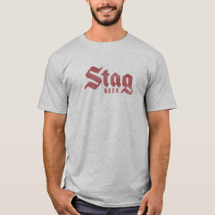 Distressed "Stag Beer" Retro Red Logo T-Shirt