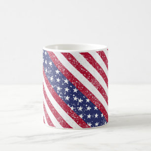 Distressed Stars and Stripes Patriotic Coffee Mug
