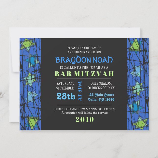 Distressed Stars Bar Bat Mitzvah Invitation (Front)