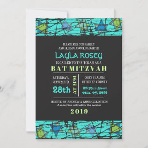 Distressed Stars Bar Bat Mitzvah Invitation