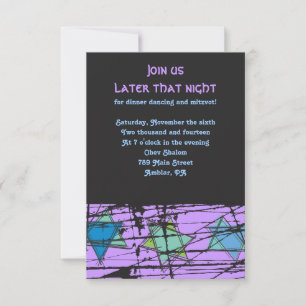 Distressed Stars Bar Bat Mitzvah Party Card