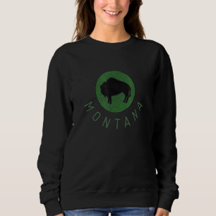 Distressed State Of Montana Buffalo Bison Camping  Sweatshirt