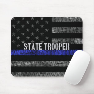 Distressed State Trooper Police Flag Mouse Mat