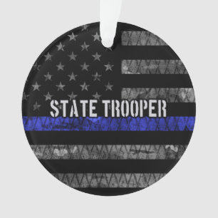 Distressed State Trooper Police Flag Ornament
