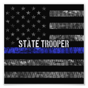 Distressed State Trooper Police Flag Photo Print