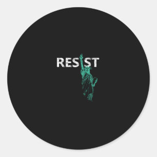 Distressed Statue Of Liberty Resist  Classic Round Sticker