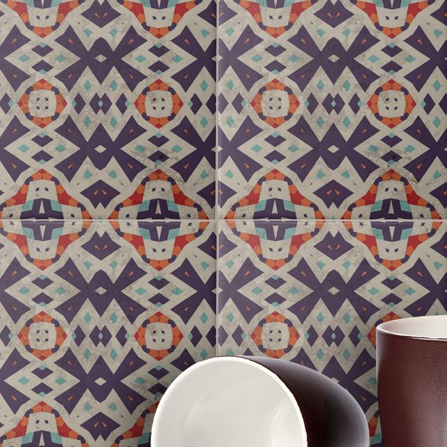 Distressed Stone Texture Ethnic Mosaic Geometric Tile (Creator Uploaded)