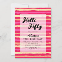 Distressed Stripes Pink Colourful 50th Birthday