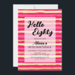 Distressed Stripes Pink Colourful 80th Birthday  Invitation<br><div class="desc">This colourful and fun 80th birthday invitation features a distressed stripes seamless pattern containing pink,  red,  orange and peach colours.</div>