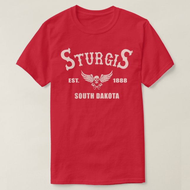 Distressed Sturgis South Dakota Motorcycle Biker R T-Shirt (Design Front)