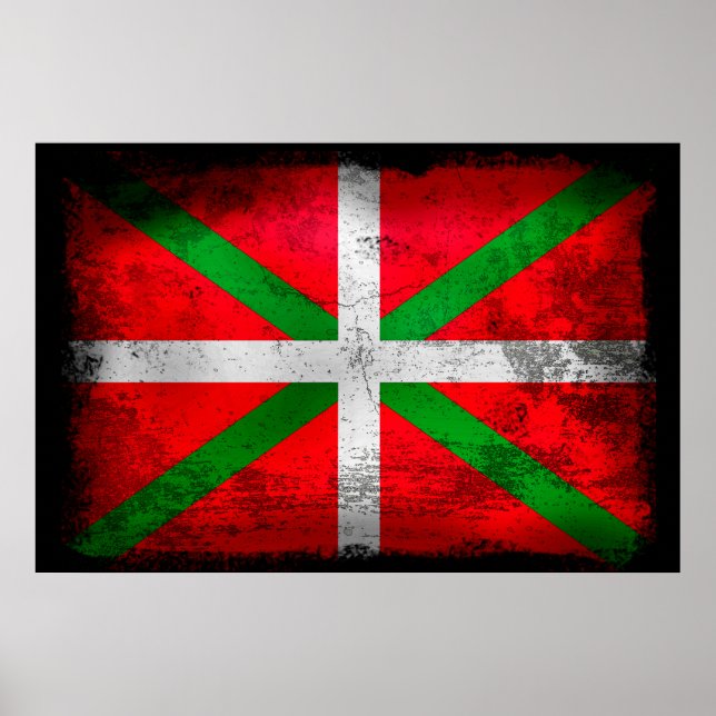 Distressed style Basque Country flag: Ikurriña, Poster (Front)