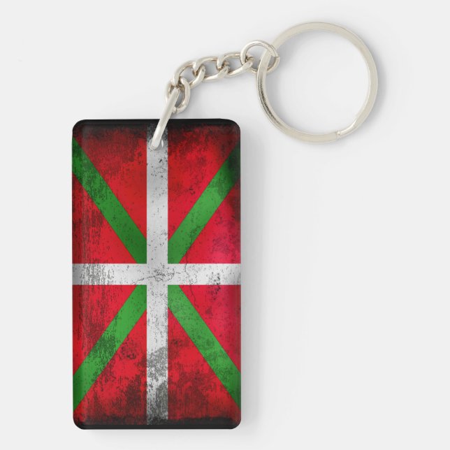 Distressed style Basque flag: Ikurriña, Key Ring (Back)