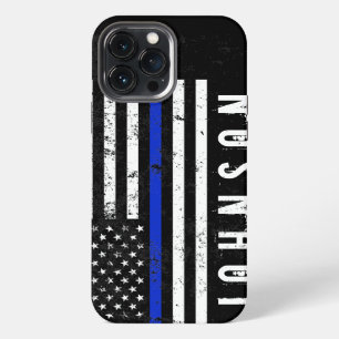 Distressed Style Police Flag Personalised Name iPhone 13 Pro Max Case