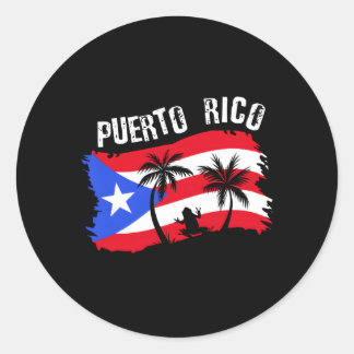 Distressed Style Puerto Rico Frog Puerto Rico Classic Round Sticker