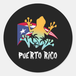 Distressed Style Puerto Rico Frog Puerto Rico Classic Round Sticker