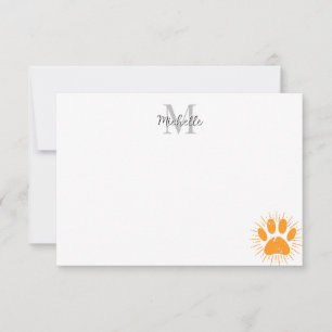 Distressed Sunbeam Dog Paw Custom Monogram Card