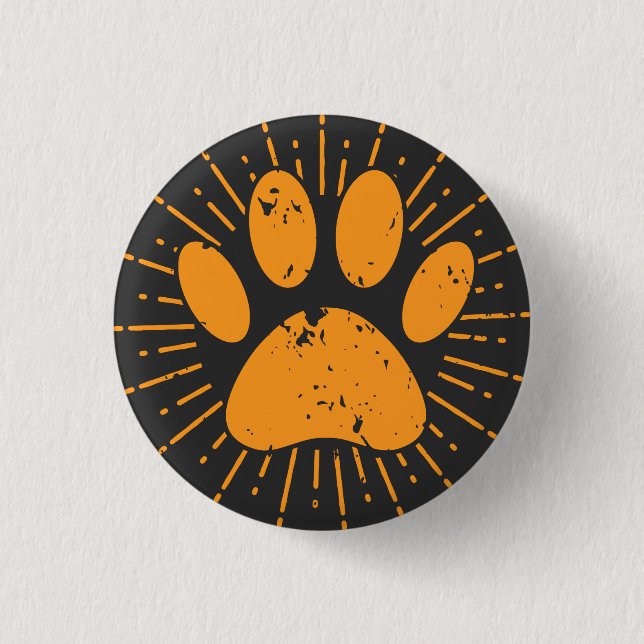 Distressed Sunbeam Dog Paw Print  3 Cm Round Badge (Front)