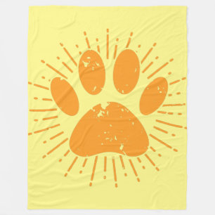 Distressed Sunbeam Dog Paw Print Fleece Blanket