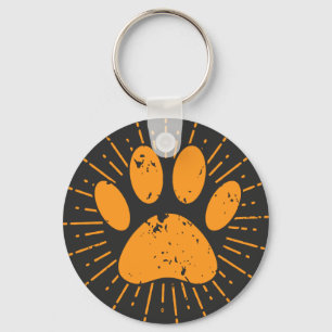 Distressed Sunbeam Dog Paw Print Key Ring