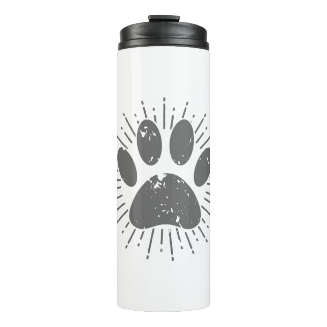 Distressed Sunbeam Dog Paw Print Thermal Tumbler (Front)