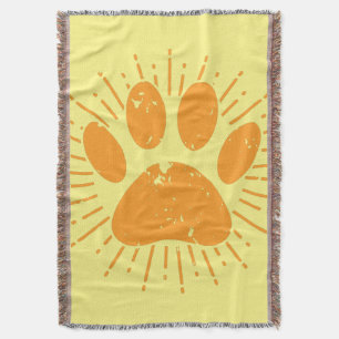 Distressed Sunbeam Dog Paw Print Throw Blanket