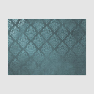 Distressed Teal Damask Tissue Paper
