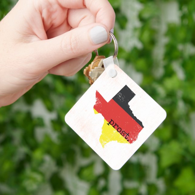 Distressed Texas German Flag Prost Keychain (Hand)
