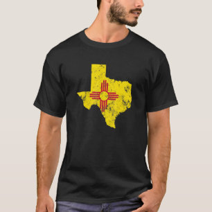 Distressed Texas New Mexico Flag Men Women Kids T-Shirt