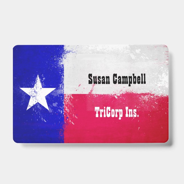 Distressed Texas State Flag ID Badge (Front)