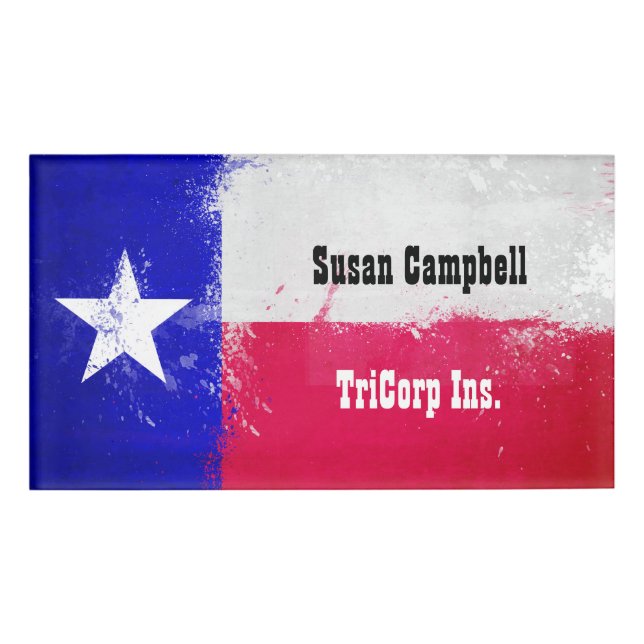 Distressed Texas State Flag Name Tag (Front)