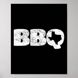 Distressed Texas Tx Map Bbq Outfit Rbecue Simple T Poster
