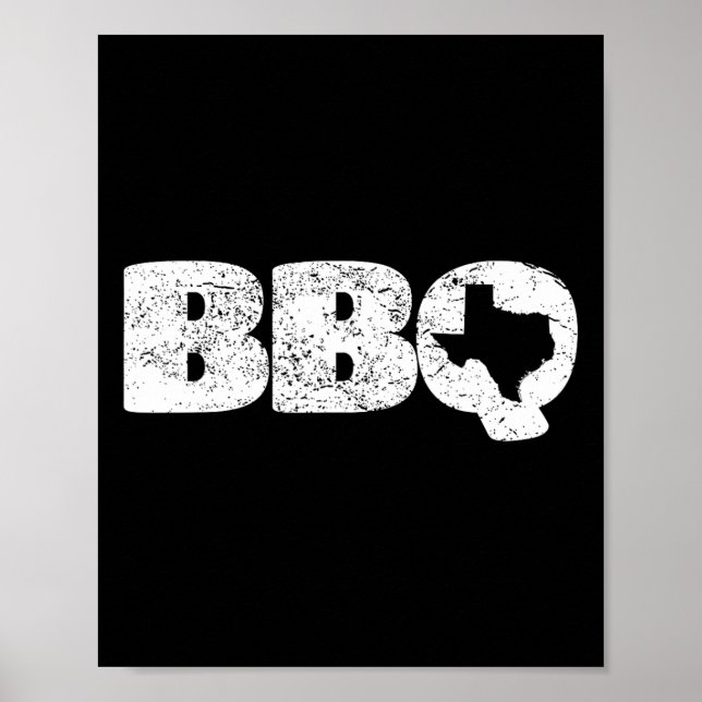 Distressed Texas Tx Map Bbq Outfit Rbecue Simple T Poster (Front)
