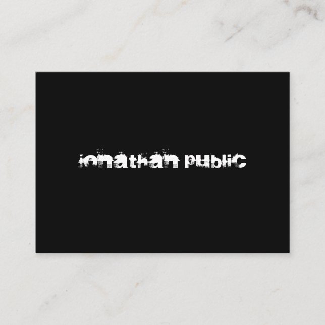 Distressed Text Black And White Modern B&W Elegant Business Card (Front)
