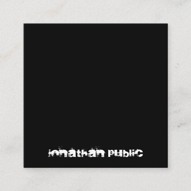 Distressed Text Black White B&W Elegant Minimalist Square Business Card (Front)