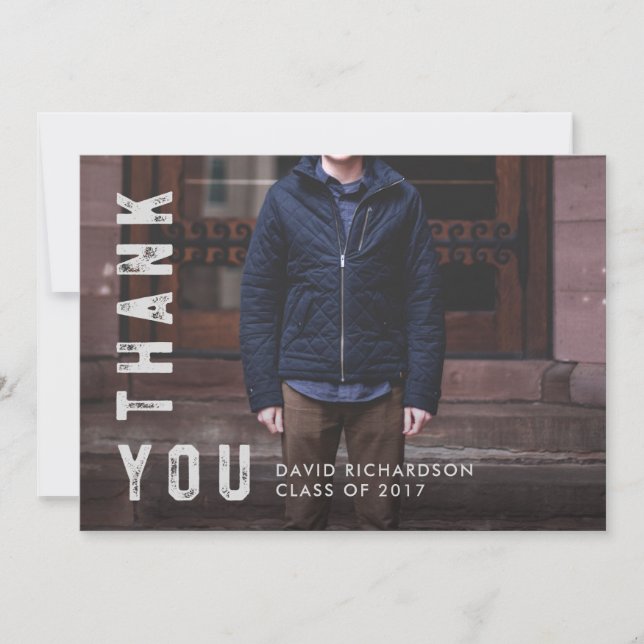 Distressed Text Graduate Thank You with Photo (Front)