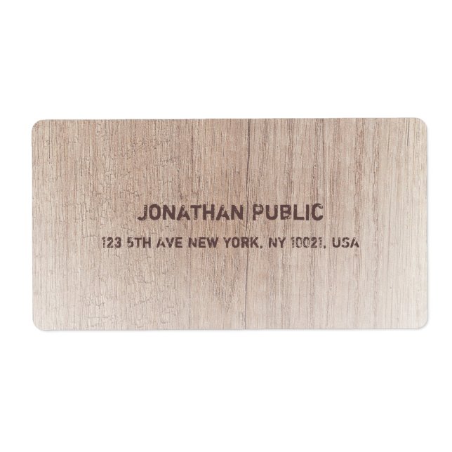 Distressed Text Template Brown Wood Board Look (Front)