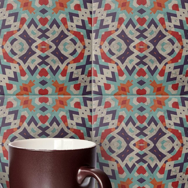 Distressed Textured Vibrant Mosac Geometric  Tile (Creator Uploaded)