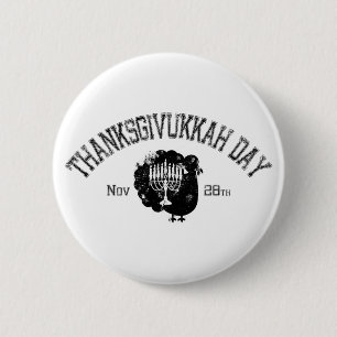 Distressed Thanksgivukkah Day Turkey Menorah 6 Cm Round Badge