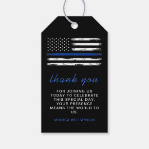 Distressed Thin Blue Line Police Favour Gift Tags