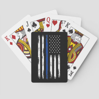 Distressed Thin Blue Line Police Flag Playing Cards