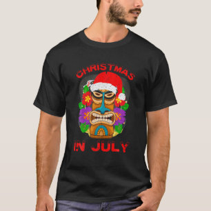 Distressed Tiki Head Christmas In July T-Shirt
