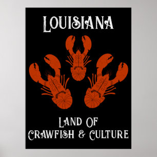 Distressed Travel Louisiana-Crawfish & Culture  Poster