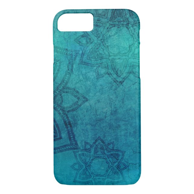 Distressed Turquoise Mandala iPhone Cover (Back)