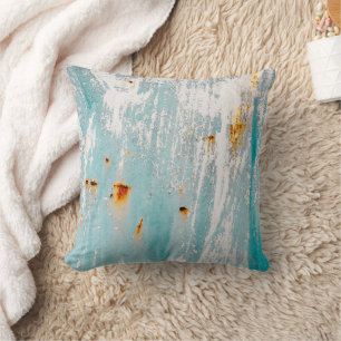 Distressed Turquoise Rustic Paint Cushion