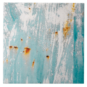 Distressed Turquoise Rustic Paint Tile