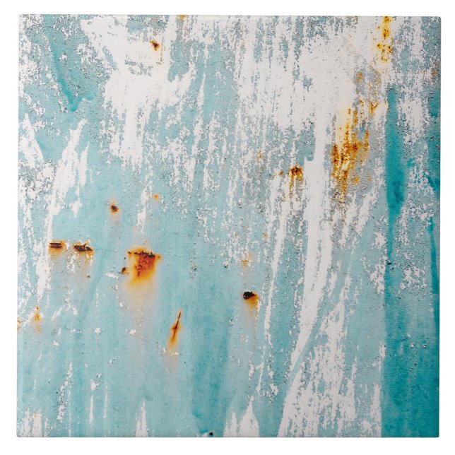 Distressed Turquoise Rustic Paint Tile (Front)