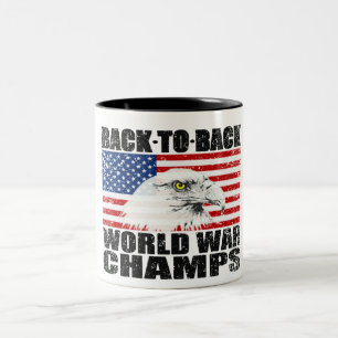 Distressed U.S. Flag & Eagle World War Champs Two-Tone Coffee Mug