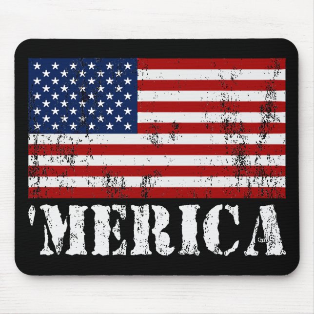 Distressed U.S. Flag 'MERICA Mouse Mat (Front)