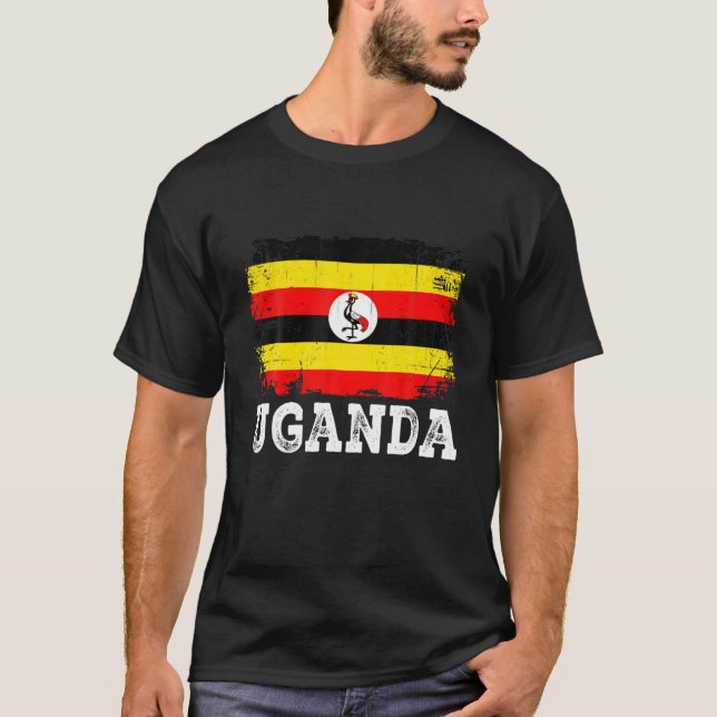Distressed Uganda Flag Men Women Kid Patriotic T-Shirt (Front)